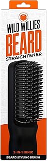 Wild Willies Beard Straightener for Men - 3 Temperature Settings, Tourmaline Ceramic Heated Beard Brush & Hot Comb - Portable, Ionic Technology, Coarse & Curly Hair, 400F - Grooming Tool