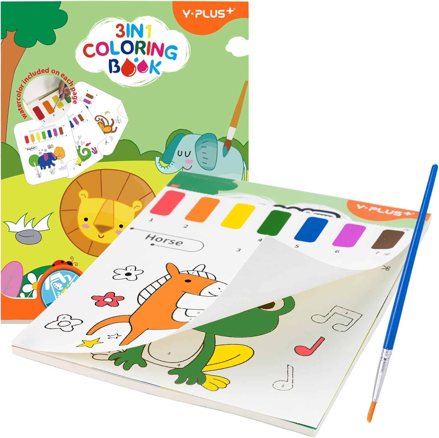 YPLUS Water Colouring Book for Children Painting Watercolour Paint Set Paper for Kids, Magic Book Arts and Crafts Gift for Drawing - Animals