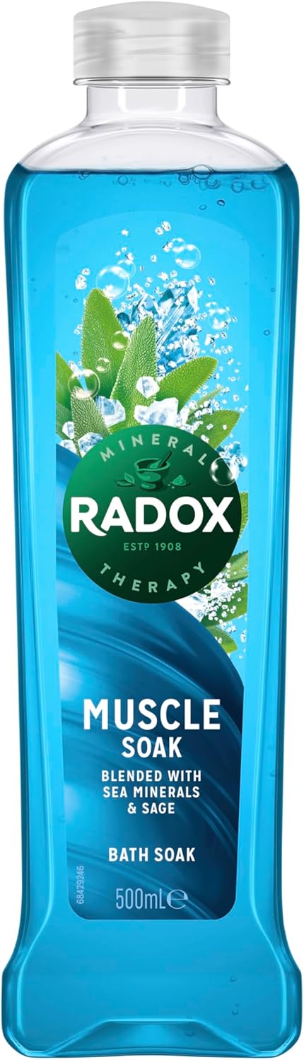 Radox Mineral Therapy Muscle Soak Bath Soak uniquely blended with minerals, herbs & a soothing thyme fragrance for a restorative bubble bath 500 ml