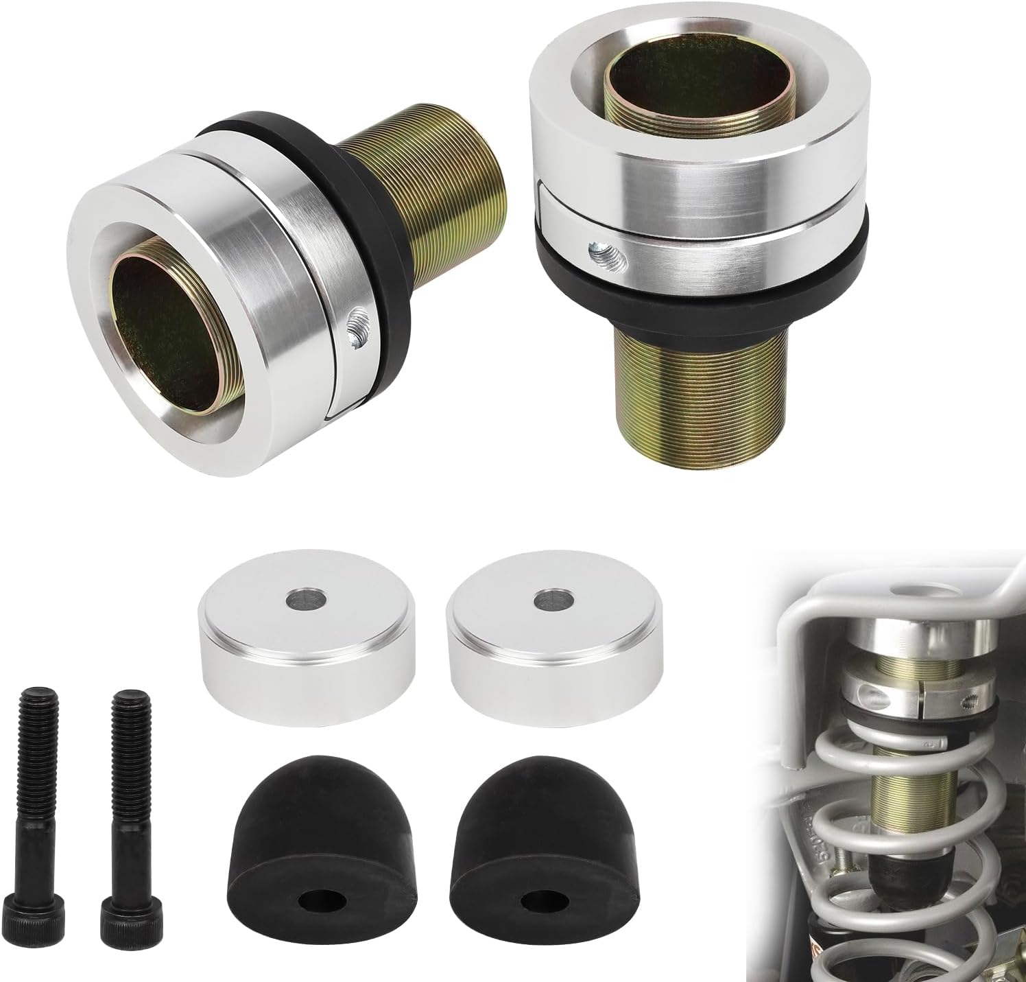 A Pair Front Adjustable Coil Over Spacer System Compatible with JKS Cherok-ee XJ Comanche MJ Grand Cherok-ee ZJ Compatible with Wrangl-er TJ LJ Aluminum Coil Spacer Kit