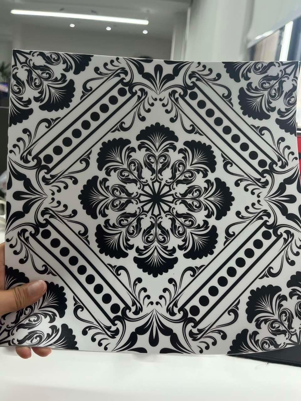 Peel and Stick Floor Tile Self-Adhesive Waterproof Vinyl Flooring for Bedroom, Kitchen,Black Flowers,10pcs