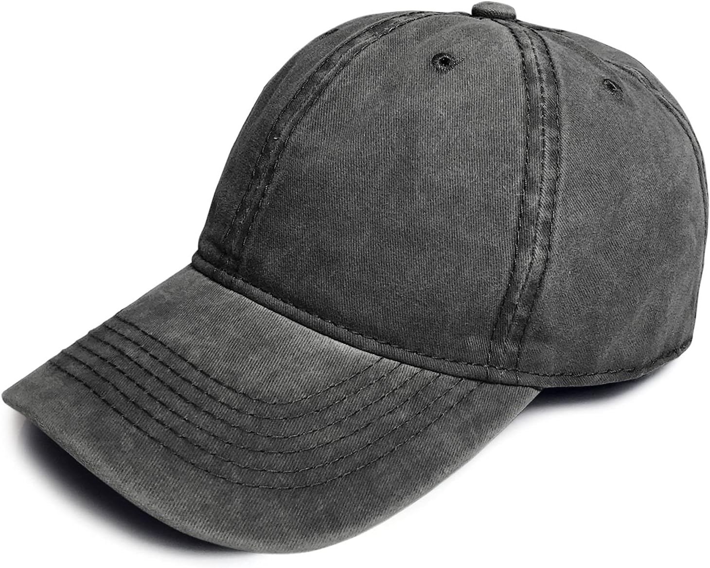 TOSKATOK Mens Boys Womens 100% Cotton Distressed Stonewash Peaked Baseball Cap Hat with Adjustable Sizing Strap