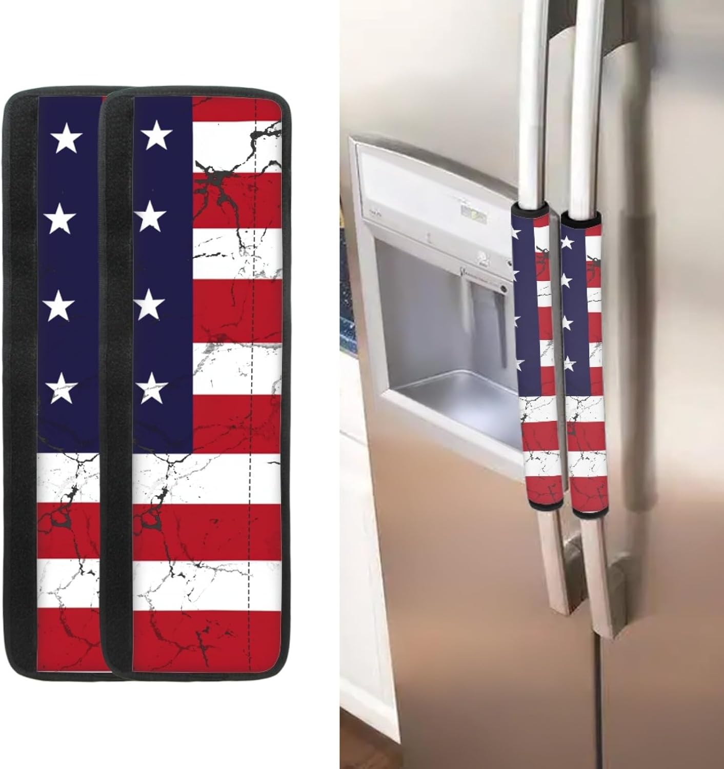 AFPANQZ 2X American Flag Refrigerator Door Handle Covers Home Kitchen Decoration Protector for Ovens Cabinet Dishwasher Keep Kitchen Appliance Clean from Smudges Food Stains Closure Patriotic