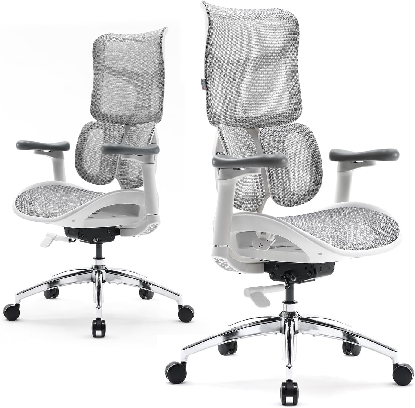 SIHOO Doro S100 Ergonomic Office Chair - Dual Dynamic Lumbar Support, 4D Coordinated Armrests, 5-Level Adjustable Backrest, Recline Angle 135-degree Max. Suitable for Home Office (White)