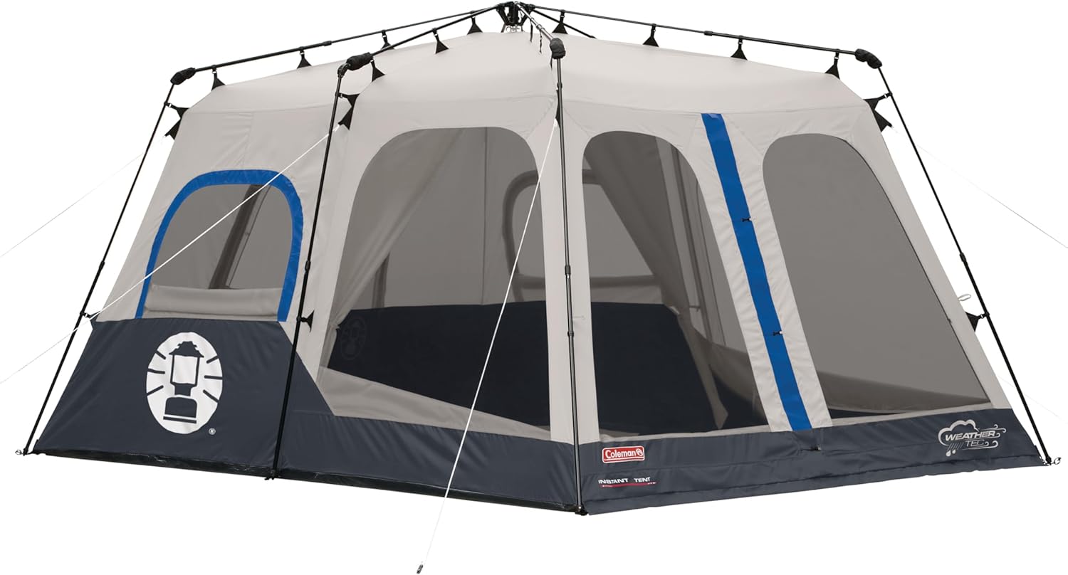 Coleman Instant Tent with 1-Minute Setup, 4/6/8/10 Person Tent with Pre-Attached Poles, Air Vent, & Carry Bag