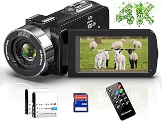 Video Camera Camcorder 4K 48MP 30FPS with IR Night Vision,18X Digital Zoom Camera Recorder 3.0" LCD Touch Screen Vlogging Camera for YouTube with Controller, 32GB SD Card, 2 Batteries