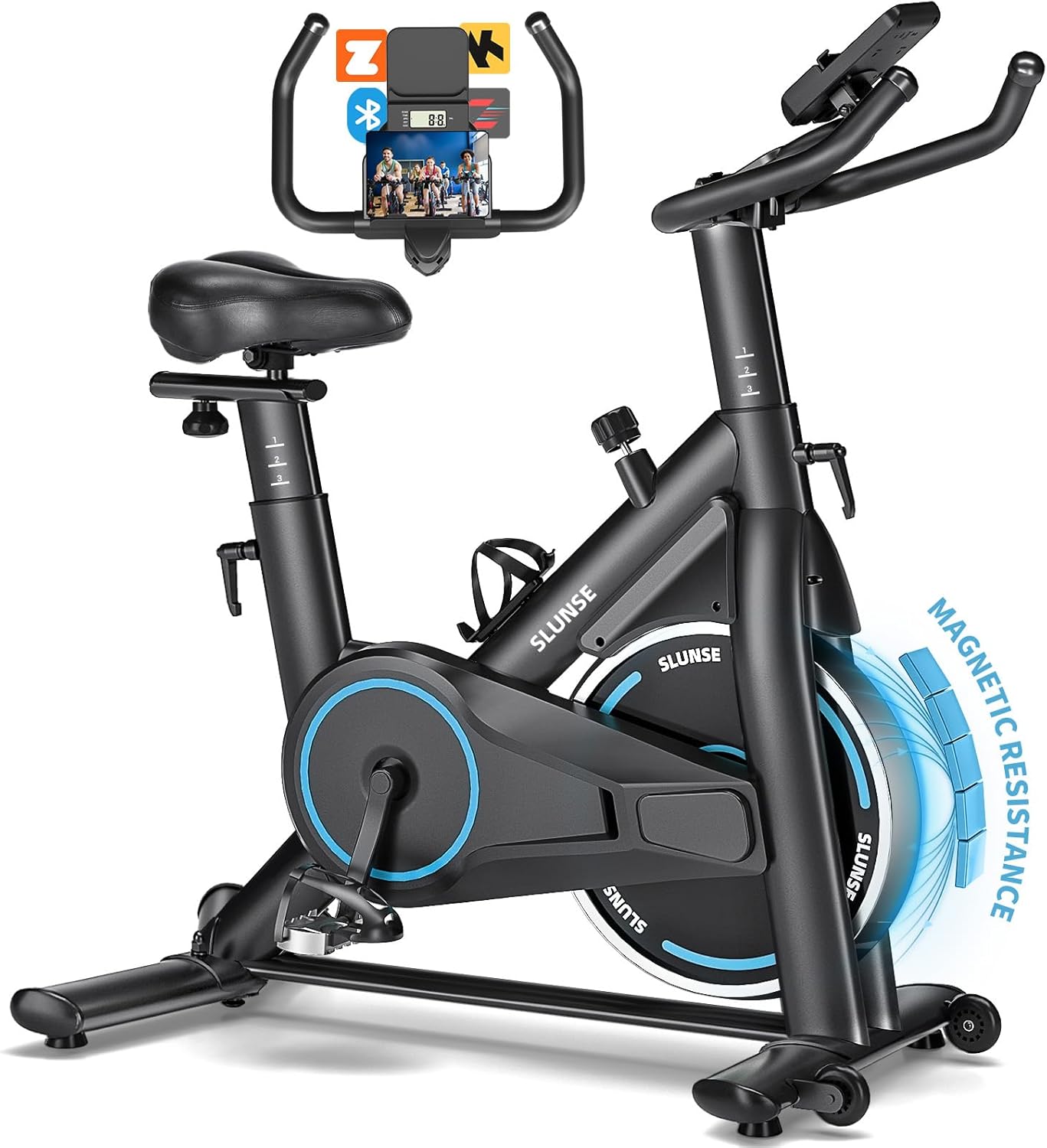 Exercise Bike, Adjustable Magnetic Resistance Brake Spin Bikes Equipment for Home Use, Stationary Bike with Digital Monitor & Tablet Holder, Upgraded Seat Cushion, 180KG Weight Capacity
