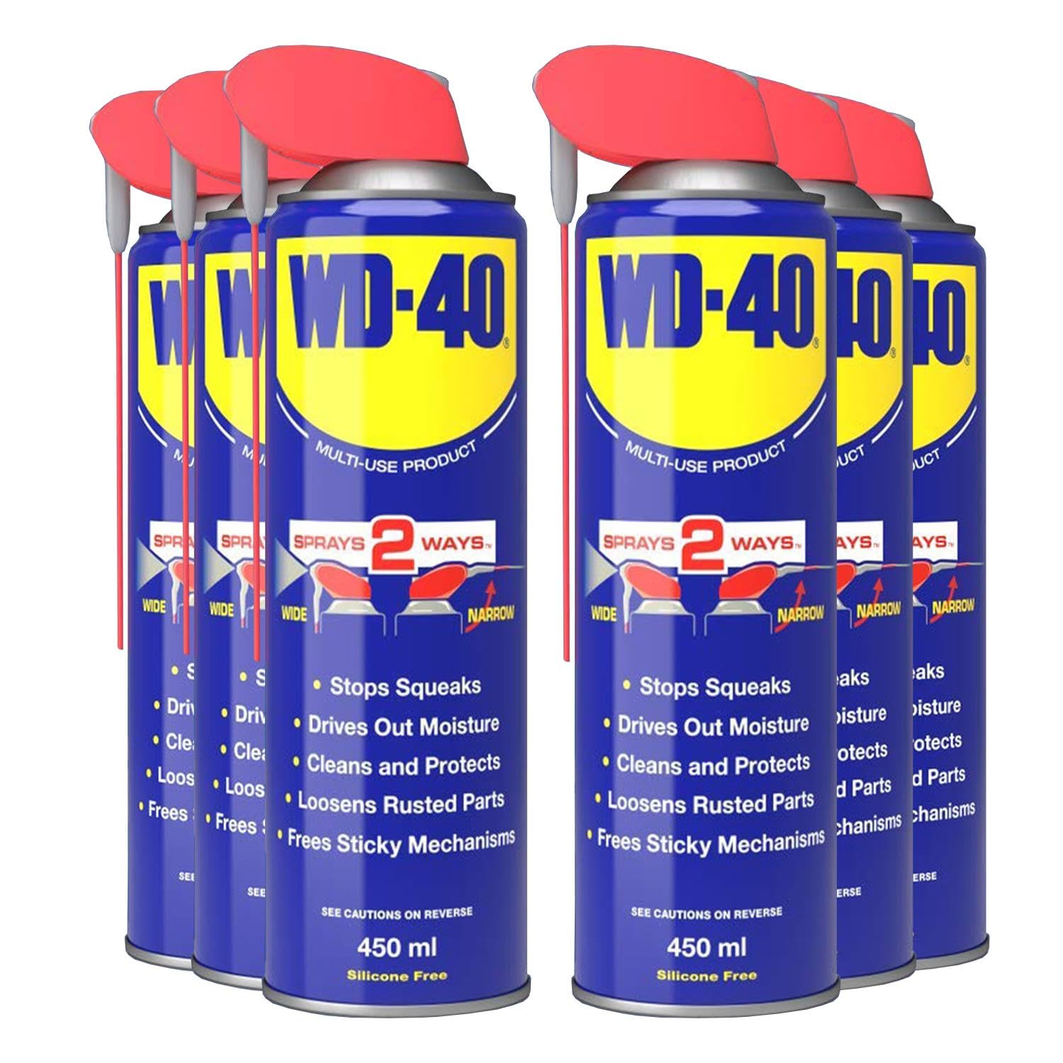 WD-40 Smart Straw 6 Pack 450ml | Multi-Use Lubricant & Corrosion Inhibitor Value Pack for Home, Garage & Workshop