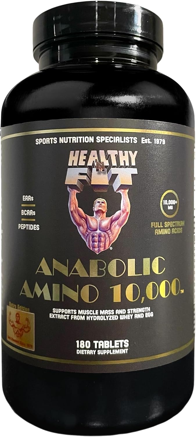 Healthy 'N Fit Amino 10,000 - Amino Acid 180 Tablets - Hydrolyzed Egg & Whey Source - Fast Absorbing