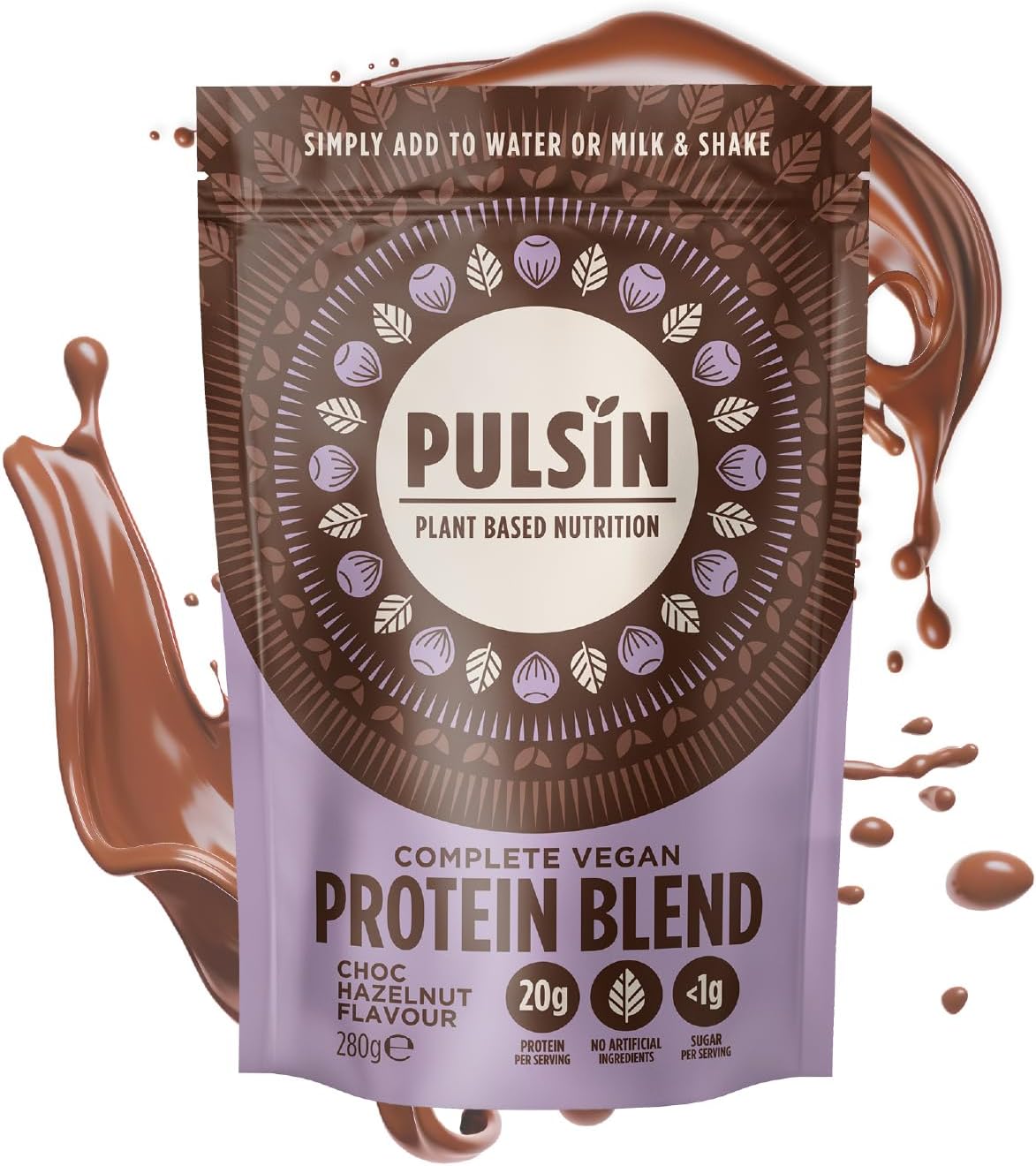 Pulsin - Complete Chocolate Hazelnut Vegan Protein Blend - 20g Plant Based Protein - Natural, Gluten Free & Plant Based Shake Powder - Faba Bean, Pea & Pumpkin Seed Blend