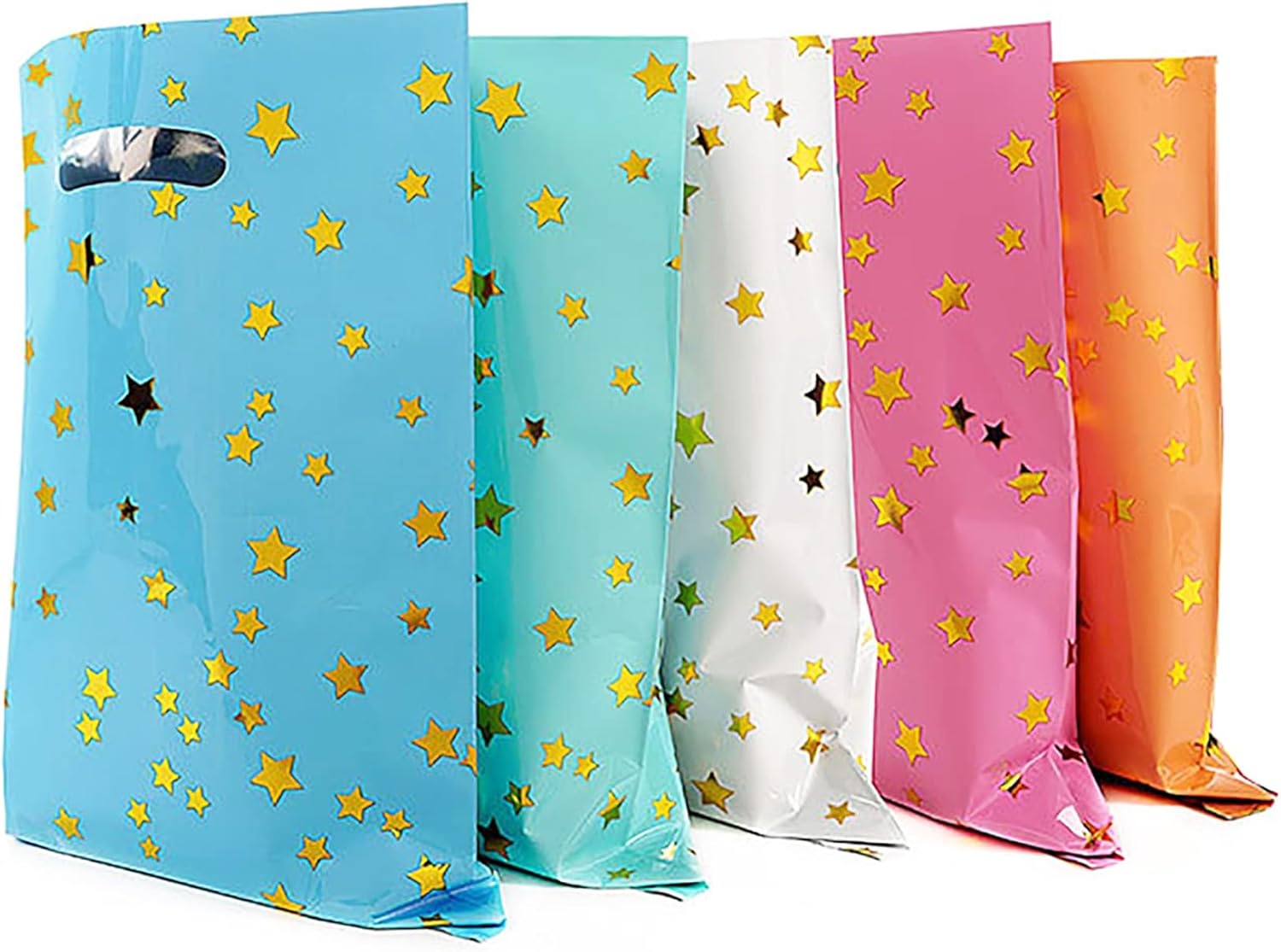 25pcs Party Favors Bags,Birthday Goodie Candy Bags,Goodie Bags for Kids Birthday Party,Loot Bags for Kids Birthday Party with Star Pattern,5 Colors