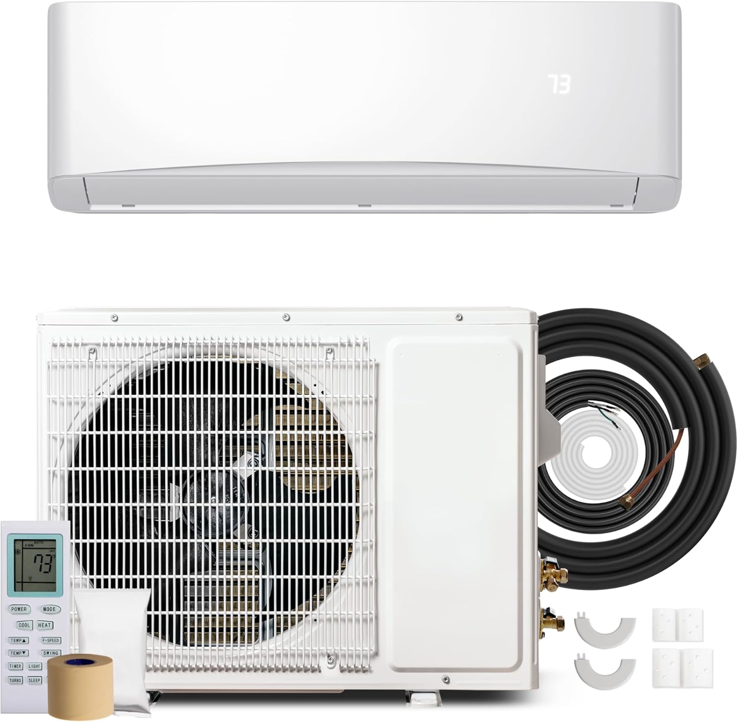 12000BTU Mini Split Air Conditioner& Heater, 17 SEER2 115V Inverter System, Covers Up to 750 Sq. Ft, Complete Installation Kit Included