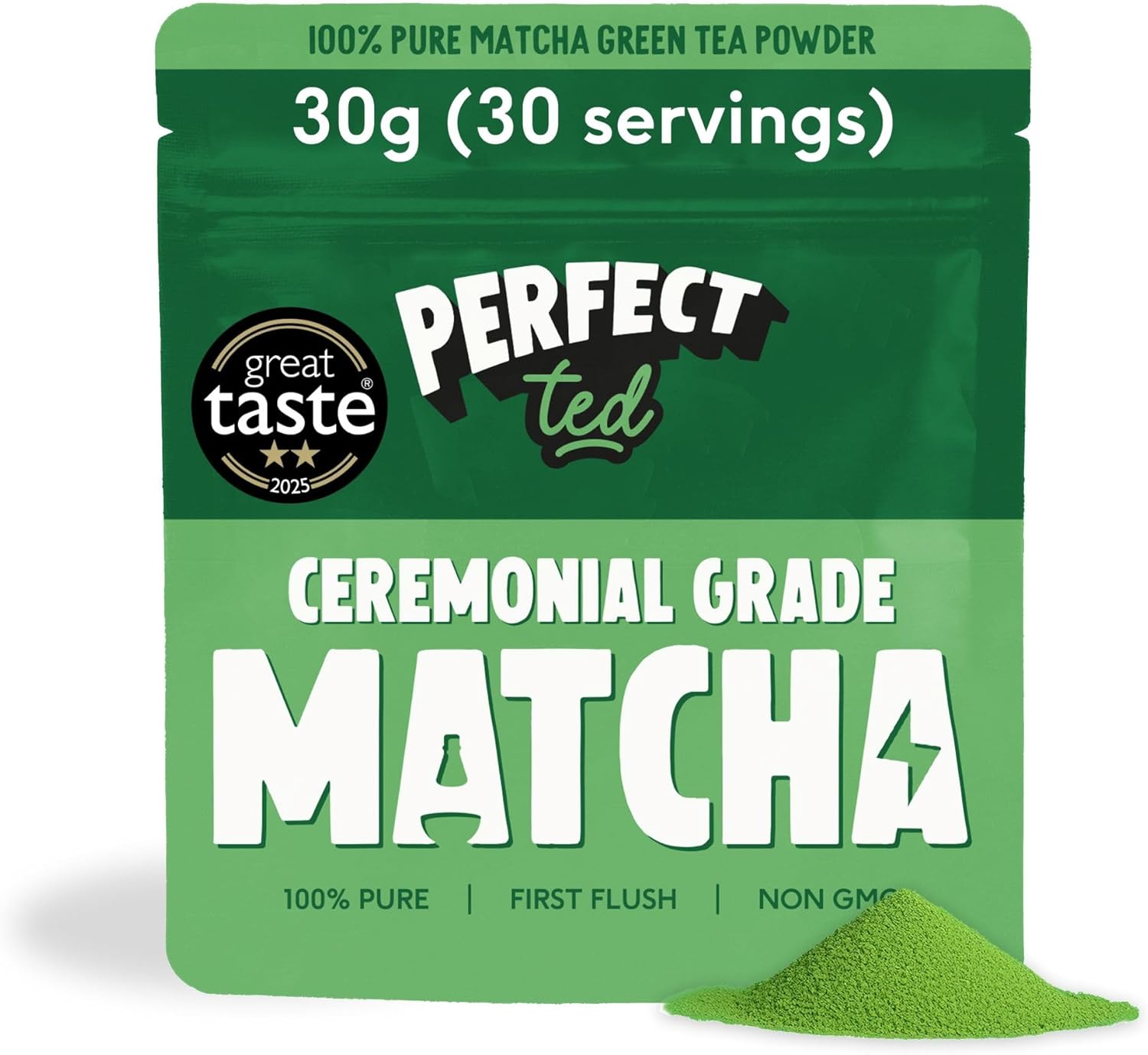 PerfectTed Organic Matcha Powder, Ceremonial Grade Japanese, 30g (30 Servings), Perfect for Lattes & Smoothies | Premium Matcha Fuel | with L-Theanine | Antioxidants | Vegan | Gluten-Free