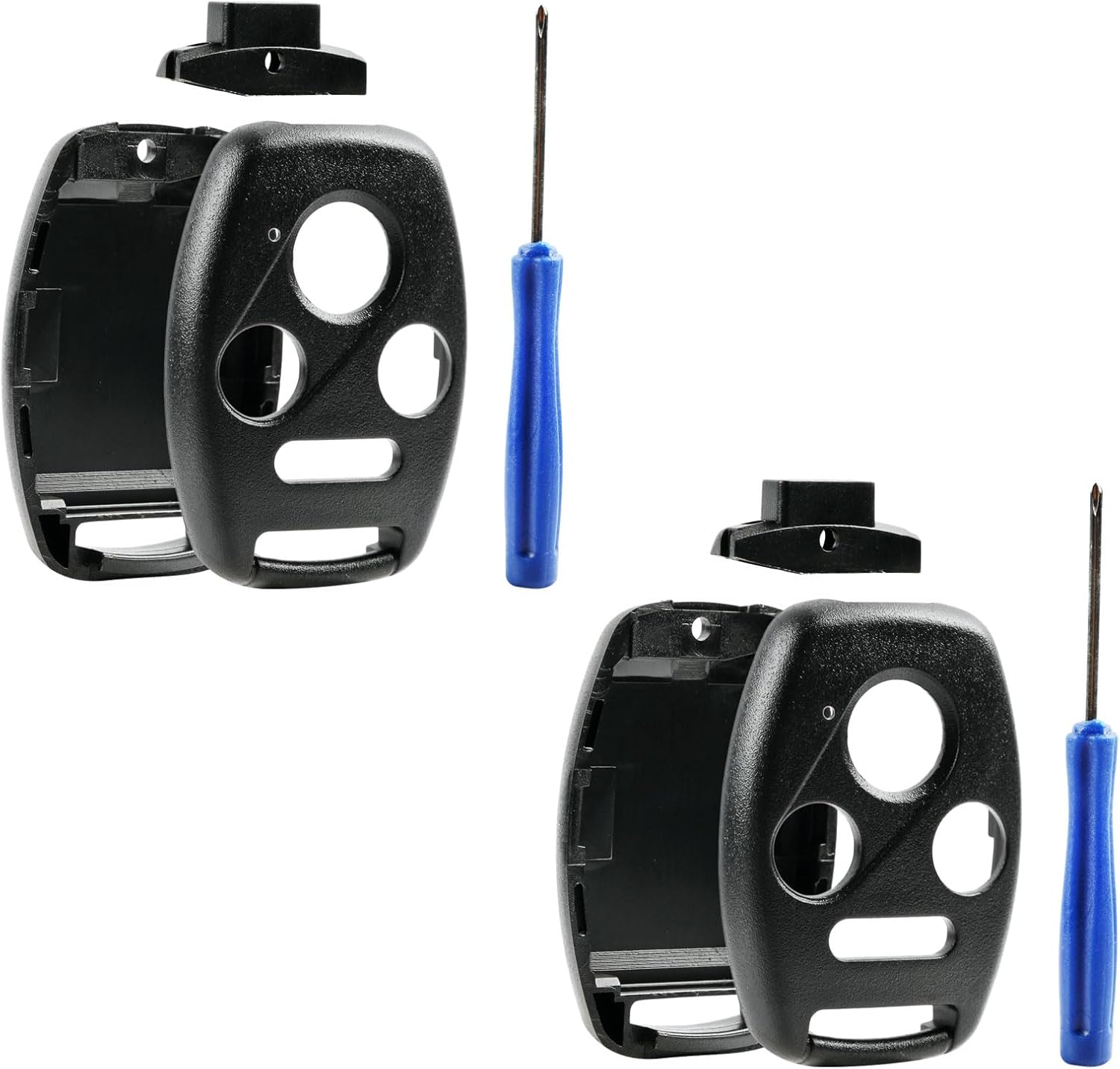 Cutting NOT Required - 2 Key Fob Keyless Entry Remote Shell Case & Pad fits Honda 2003-2012 Accord / 2006-2013 Civic EX / 2009-2015 Pilot /2005-2006 CR-V