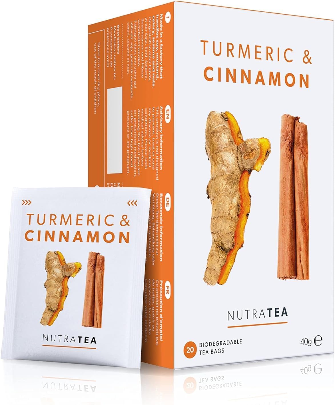Nutra Tea - Turmeric & Cinnamon Tea - 20 Tea Bags - Herbal Tea