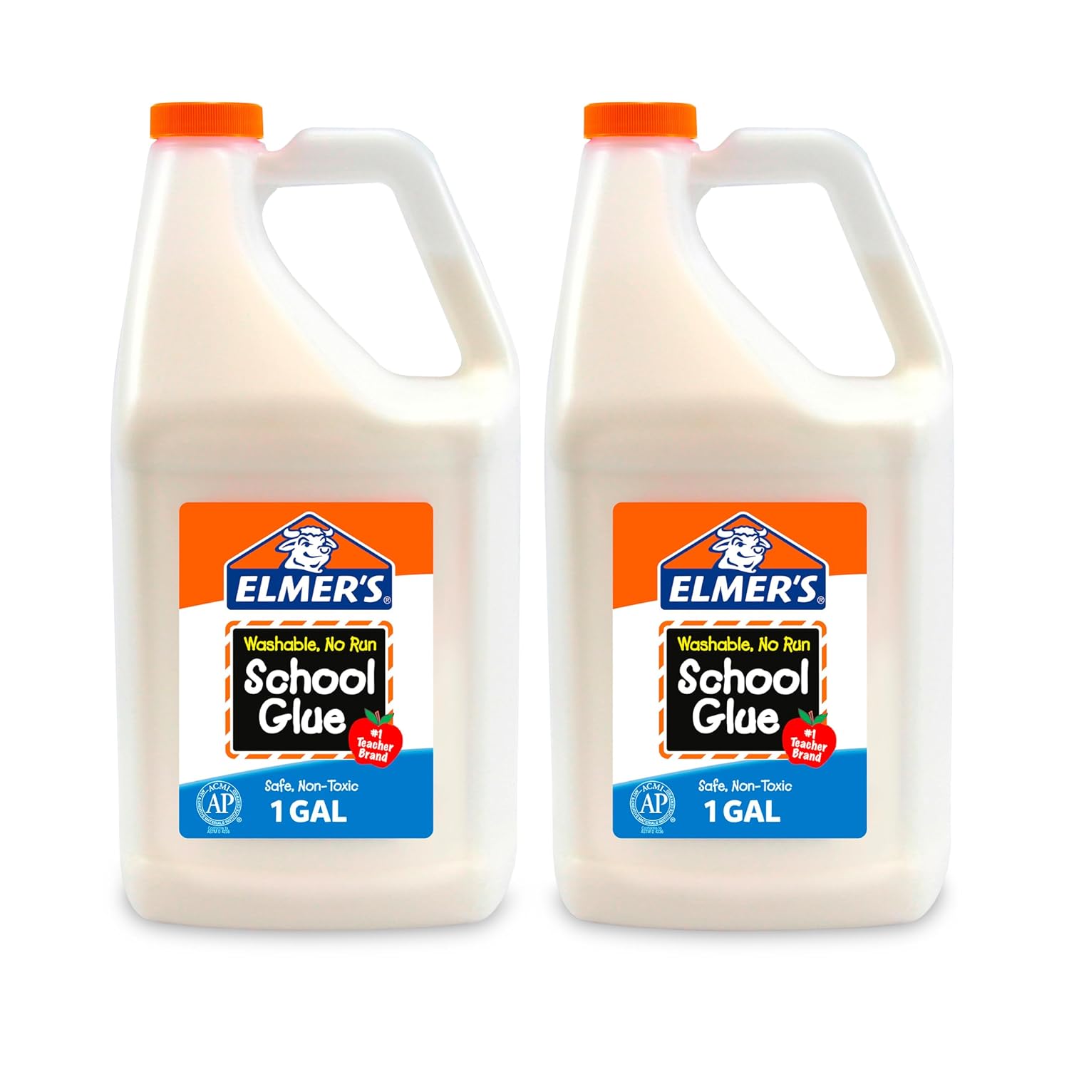 Elmer's White Liquid School Glue, 1 Gallon 2 Count, Washable, #1 Teacher Brand - Arts & Crafts, Great for Making Slime