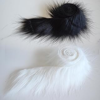 White and Black Faux Fur Ribbon - Ideal for Crafts and DIY Projects - Faux Fur Fabric by The Yard - Suitable for Gnomes Beard Hair Cosplay Costume Dwarf Decoration