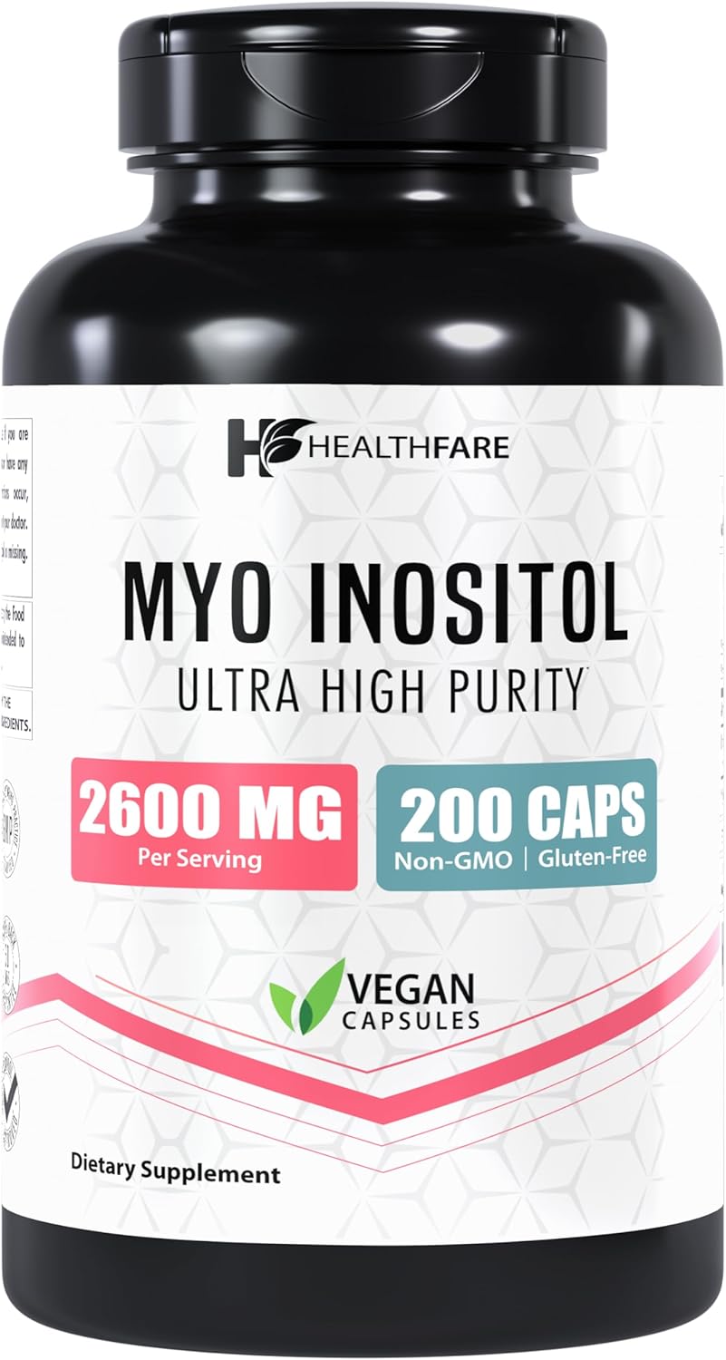 Myo Inositol Supplement, 2600mg | 200 Veg Capsules | Ultra Strength | Healthy Ovarian Support for Women | Vitamin B8