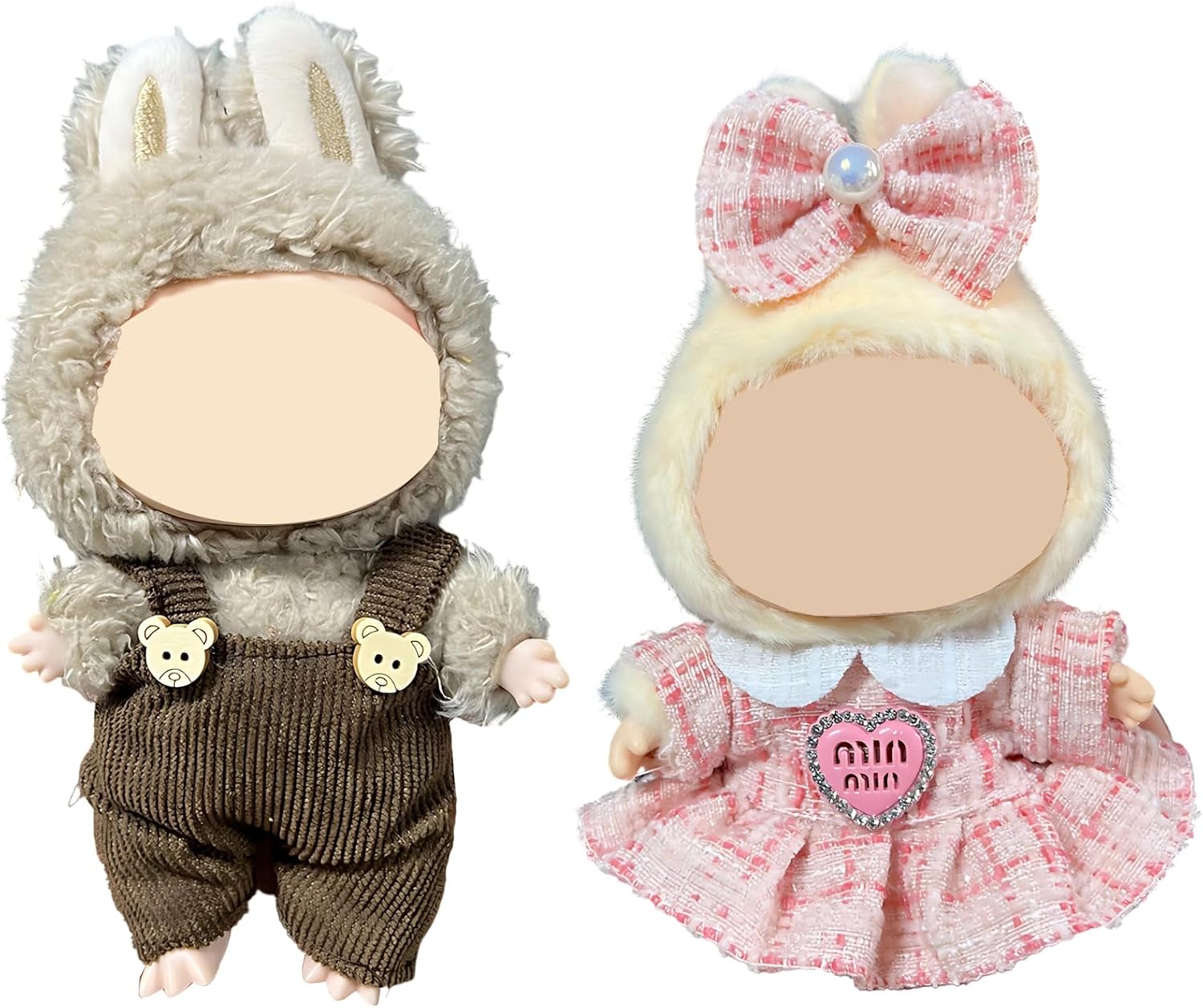 3 Pcs Doll Clothes Compatible With Labubu 17cm Plush Dolls, 2 Set Monster Doll Dress Accessories,For Best Birthday Gift For Boys And Girls