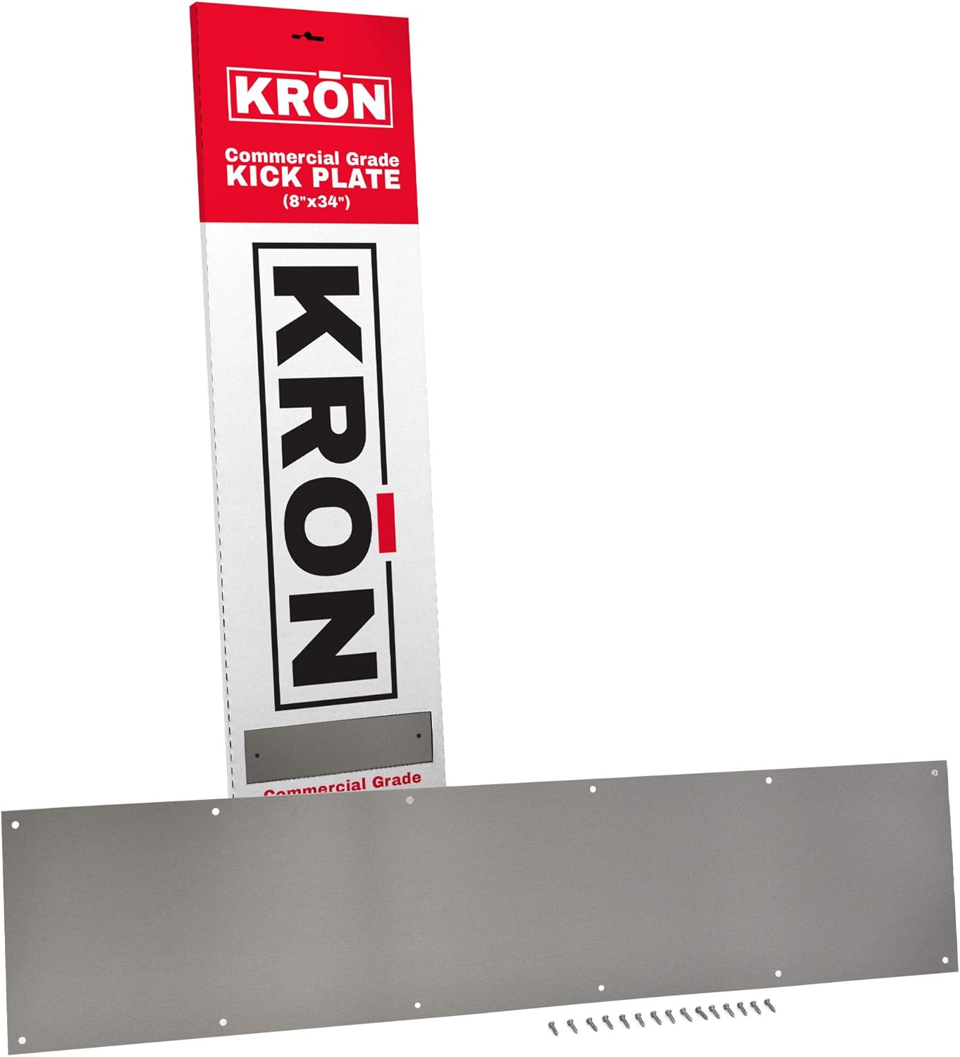 Satin Nickel Kick Plate - 8 X 34 - Brushed Nickel Door Kick Plate Looks Great and adds Scratch Protection - Exterior or Interior Door Protection - Door Plate - Commercial Grade Kickplates