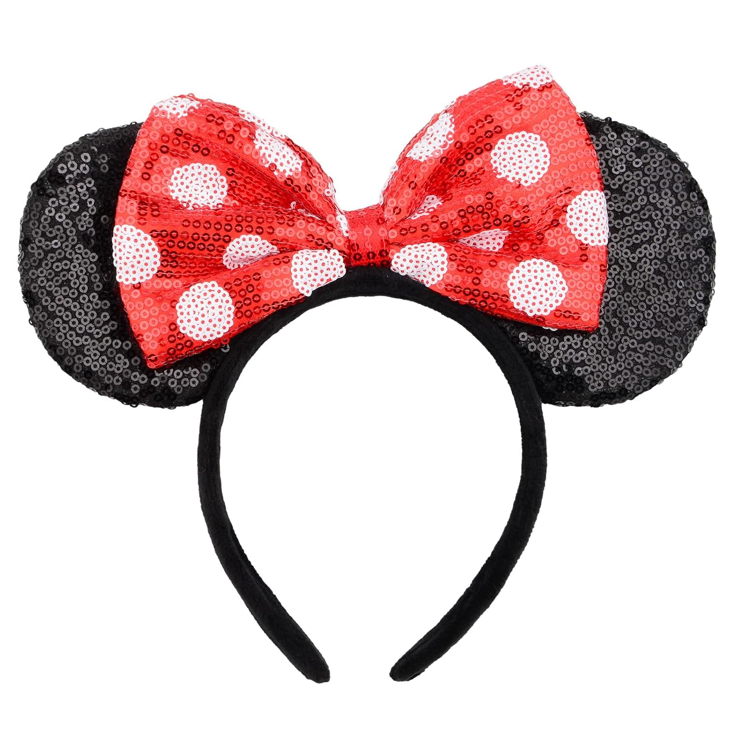 Mouse Ears Headbands Shiny Sequin Bows Hairband Hair Accessories for Christmas Holloween Cosplay Parties