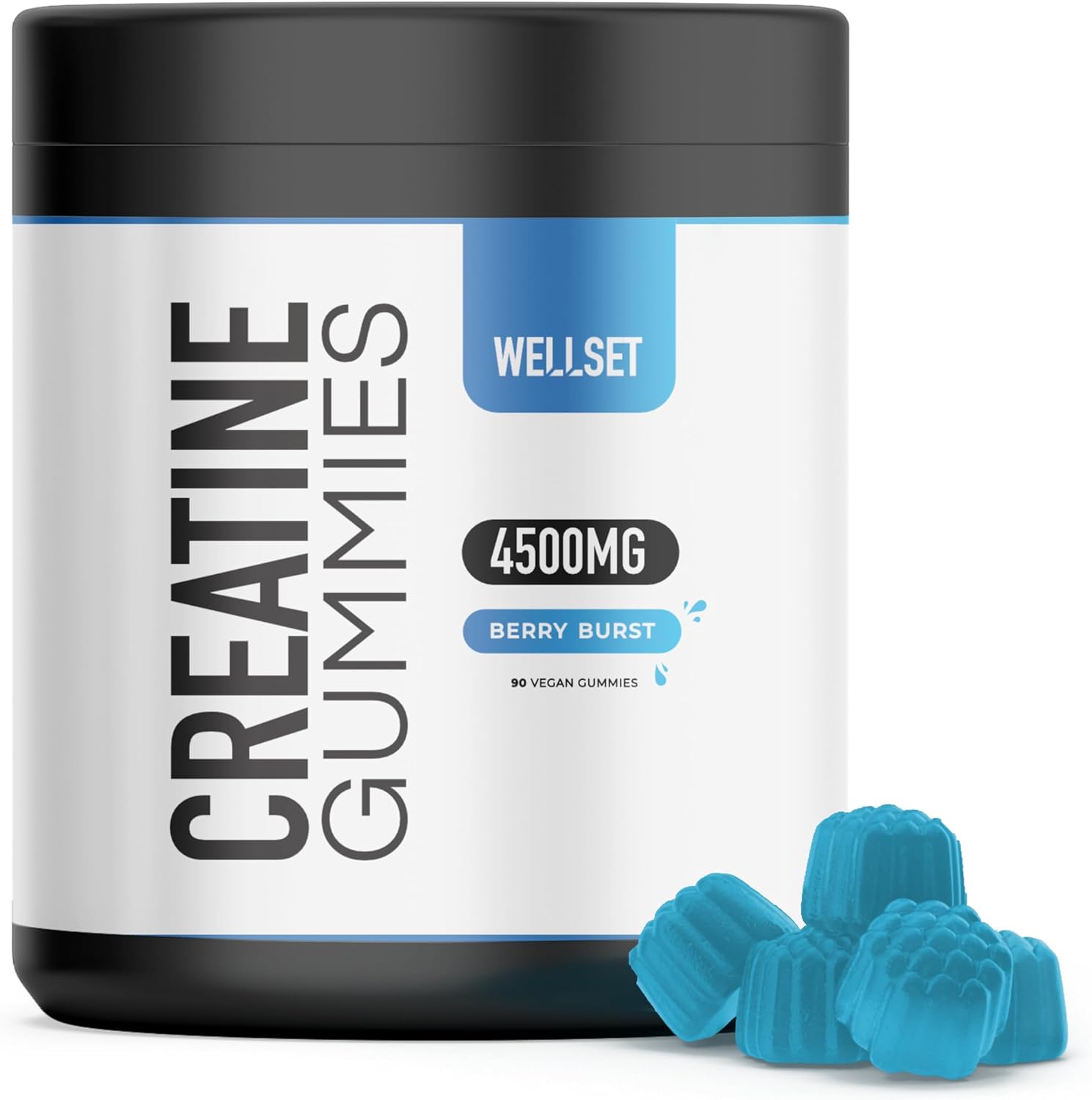 Creatine Gummies 4500MG | 90 Chewable Creatine Monohydrate Vegan Gummies | Sugar-Free, 30 Days Supply - Natural Berry Flavor - Pre Workout Gym Supplement for Men & Women