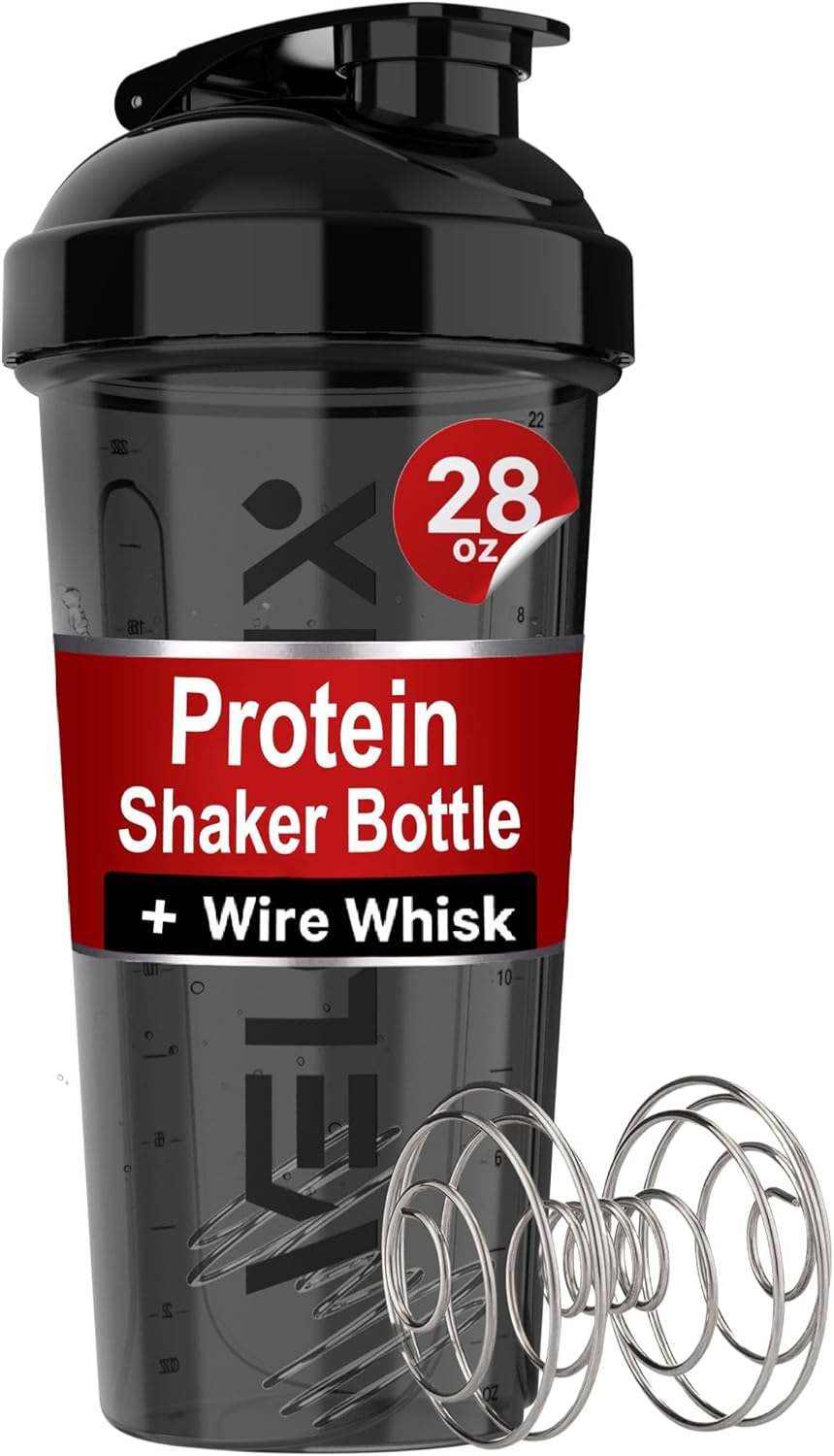 28 OZ Protein Shaker Bottles for Protein Mixes with Wire Whisk - Leak Proof Shaker Cups for Protein Shakes and Pre Workout | Protein Shaker Bottle | Protein Mixer Cup