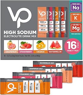 Venture Pal High Sodium Sugar Free Electrolytes Powder Packet - Hydration Packets with Sodium, Potassium & Magneisum | Zero Calories | Vegan | Keto & Paleo Friendly Electrolyte Drink Mix | 16 Stick