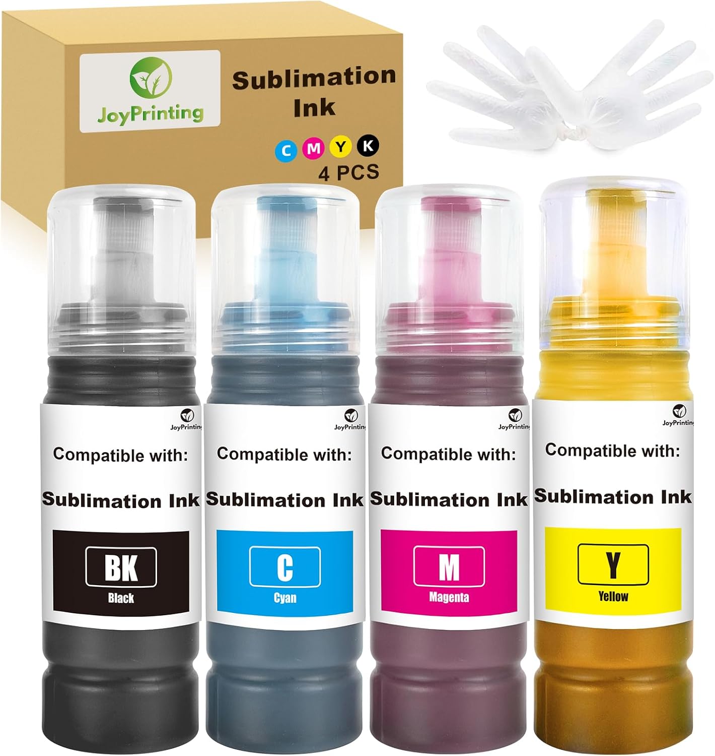 JoyPrinting Sublimation Ink Compatible for 2810 1810 2710 2714 2711 2726 2850 2820 2830 2815 2820 2856 2876 2750 2700 2870 2871 2811 2860 2861 3850 4850 4500 2650 Printer (BK/C/M/Y, 4-Pack)