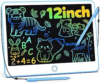 LCD Writing Tablet for Kids, 12 Inch Erasable Doodle Board Colorful Toddler Drawing Pad Mess Free Coloring Board Games Toys Gifts for Toddlers Boys Girls Adults