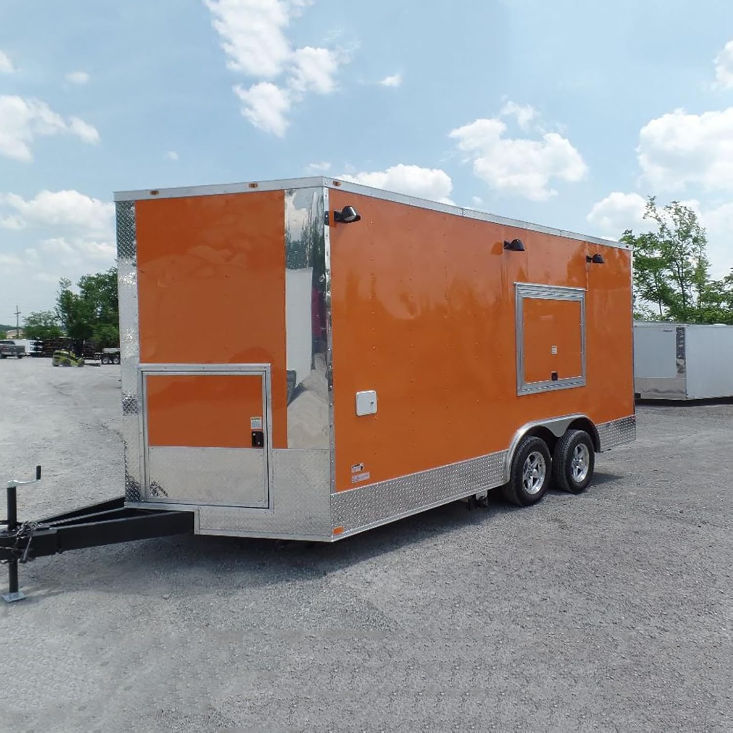 BELYOO 15FT V-Nose Food Vendor Trailer, Mobile Street Food Trailer USA, Enclosed Box Cars Carrier Trailer Outdoor V-Square Food Trailer for Sale Lemonade Hot Dog Salad Trailer Cart