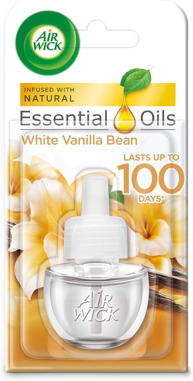 Air Wick Essential Oils Air Freshener Plug In Refill White Vanilla Bean, 17ml