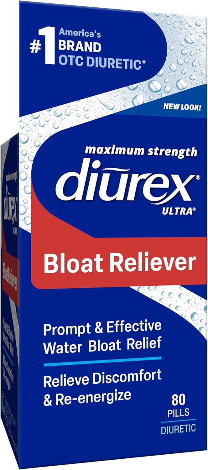 Diurex Ultra Re-Energizing Water Pills - Relieve Water Bloat - Feel Better & Less Heavy - 80 Count