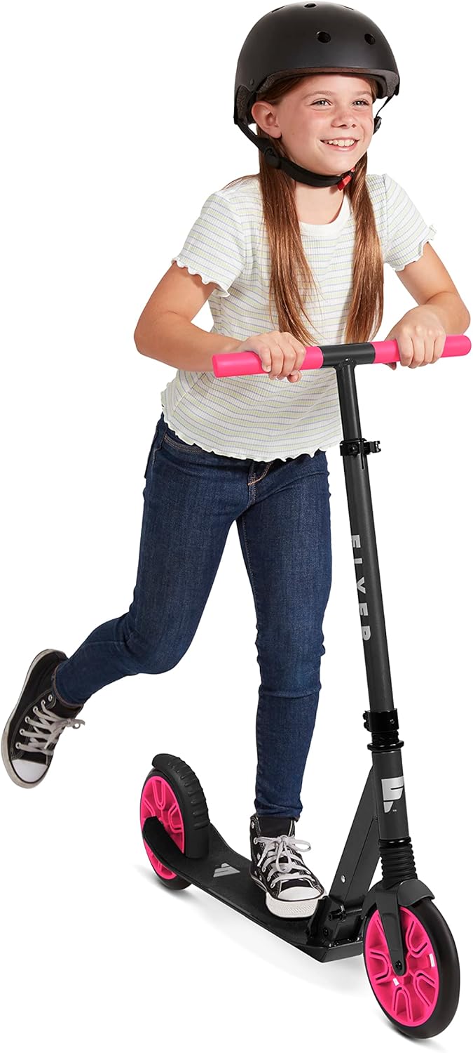 Flyer Kickstart Max, Radio Flyer Kick Scooter, Adjustable Handlebars & Foldable, Pink Scooter 8+ Years, and up to 220 lbs