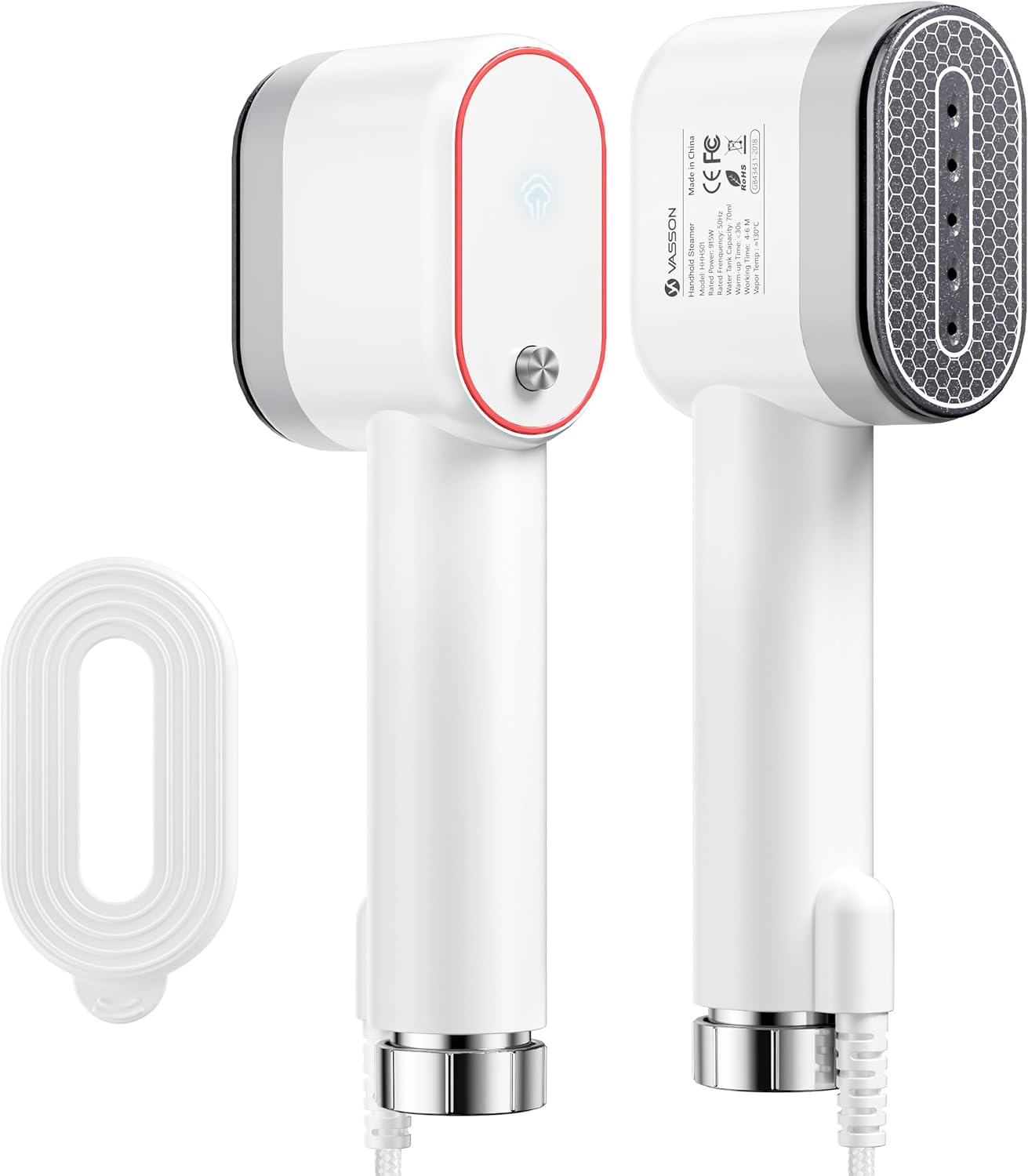 VASSON Steamer for Clothes, Handheld Clothes Steamer, 1000W Portable Fabric Steamer, 15 Seconds Ultra-Fast Heat, Ceramic Heating Steamer, for Home Use and Travel