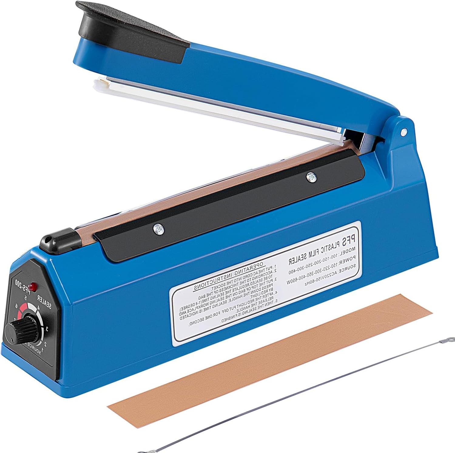 CROWNSHOP 200mm Impulse Heat Sealer Manual Plastic Bag Sealing Machine