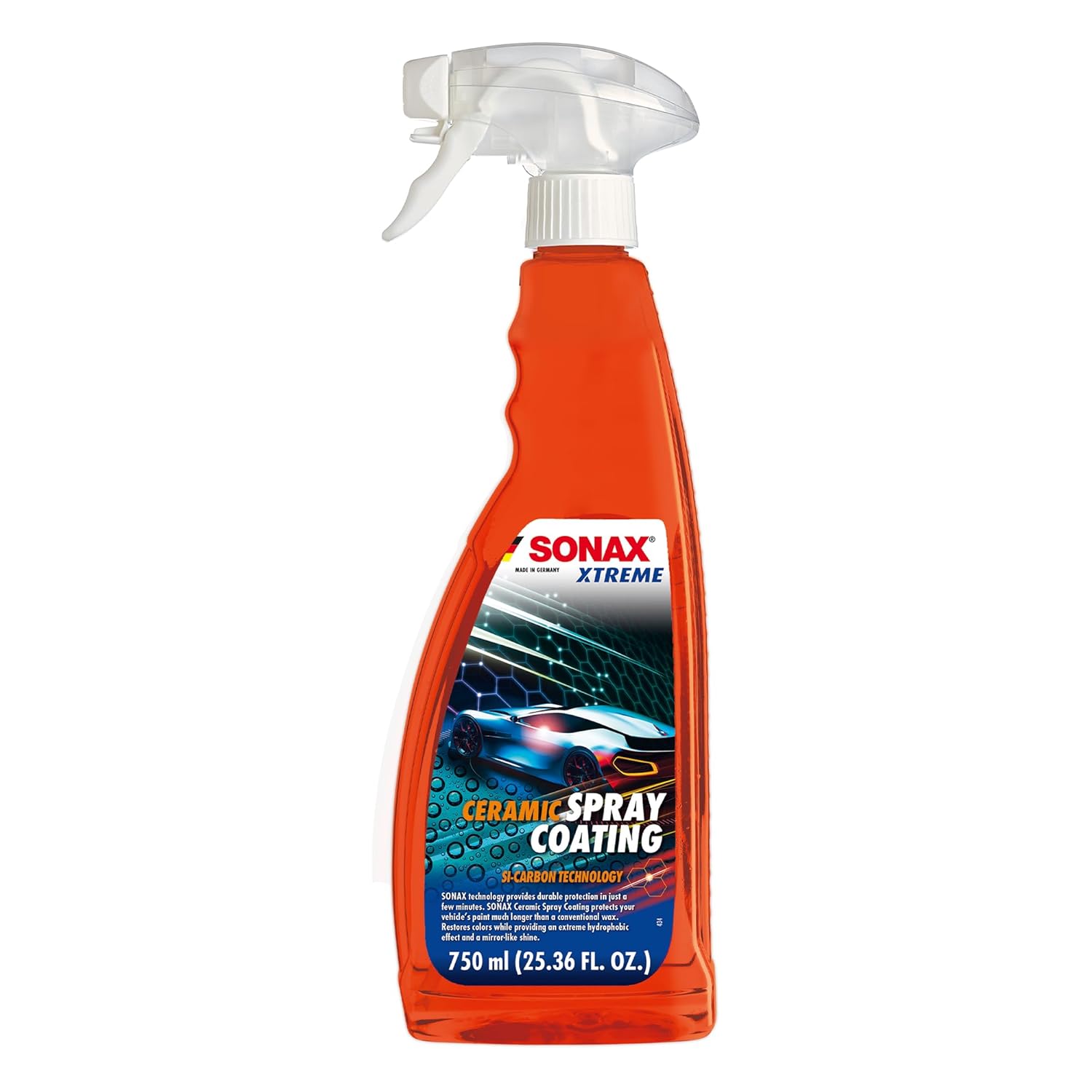 SONAX Ceramic Spray Coating 257400 | Durable Ceramic Technology for High Gloss & Protection | Hydrophobic for All Paint Surfaces | Easy to Apply | Long Lasting Shine & Water Repellent Finish | 750ml