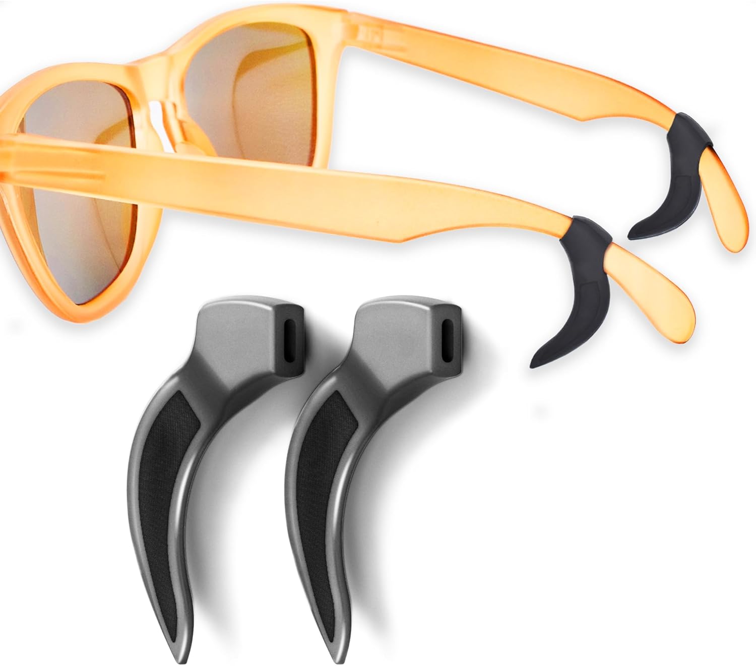 Setex Gecko Grip Eyeglass Ear Grips(2 Black Pairs), Thin, Soft, All Day Comfort, Safety Eyewear Retainers, Behind the Ear Hooks, Innovative Anti-Slip Microstructures, Works with Glasses Temples 3-10mm