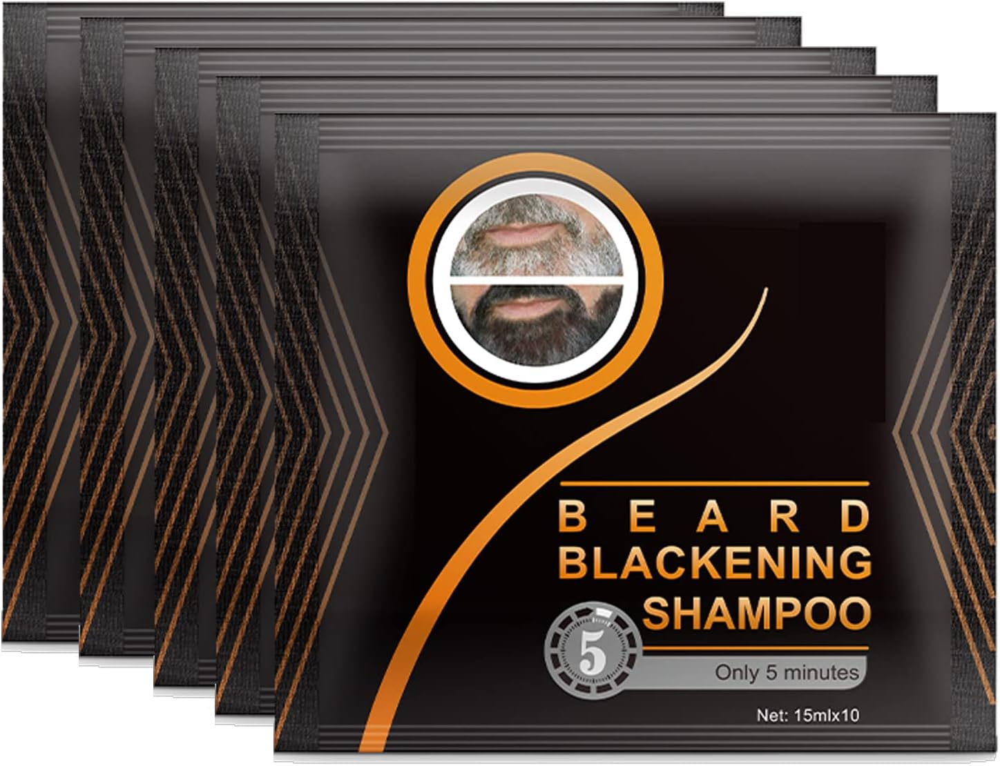 5 Pcs Beard Shampoo & Dye - Blackening Dye (Natural Black) in 5 Minutes (75ML)