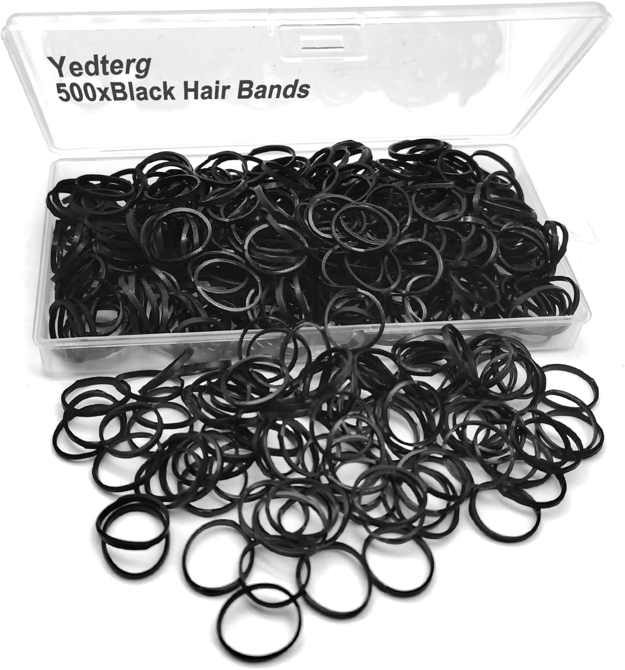 Black Elastic Hair Bands, Yedtreg 500pcs Small Hair Rubber Bands with Box, Soft Mini Hair Elastics Ties Bands for Women Hair, Kids Hair, Braids Hair, Beard etc
