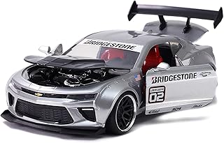 Jada Toys Bigtime Muscle 1:24 2016 Chevy Camaro SS Widebody Die-cast Car Silver, Toys for Kids and Adults