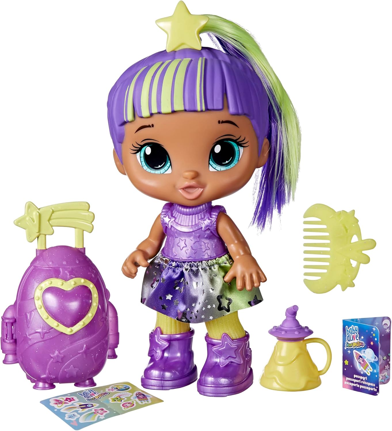 Baby Alive Star Besties Doll, Lovely Luna, 8-inch Space-Themed Doll for 3 Year Old Girls and Boys and Up, Accessories
