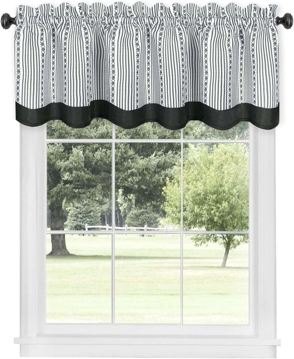 Achim Home Furnishings Westport Valance 58 x 14 - Black/White