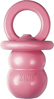 KONG Puppy Binkie - Pacifier Dog Toy for Puppies - Stuffable Chew Toy for Puppy Playtime - Durable Natural Rubber Dog Treat Toy for Teething Puppy - for Small Puppies - Pink