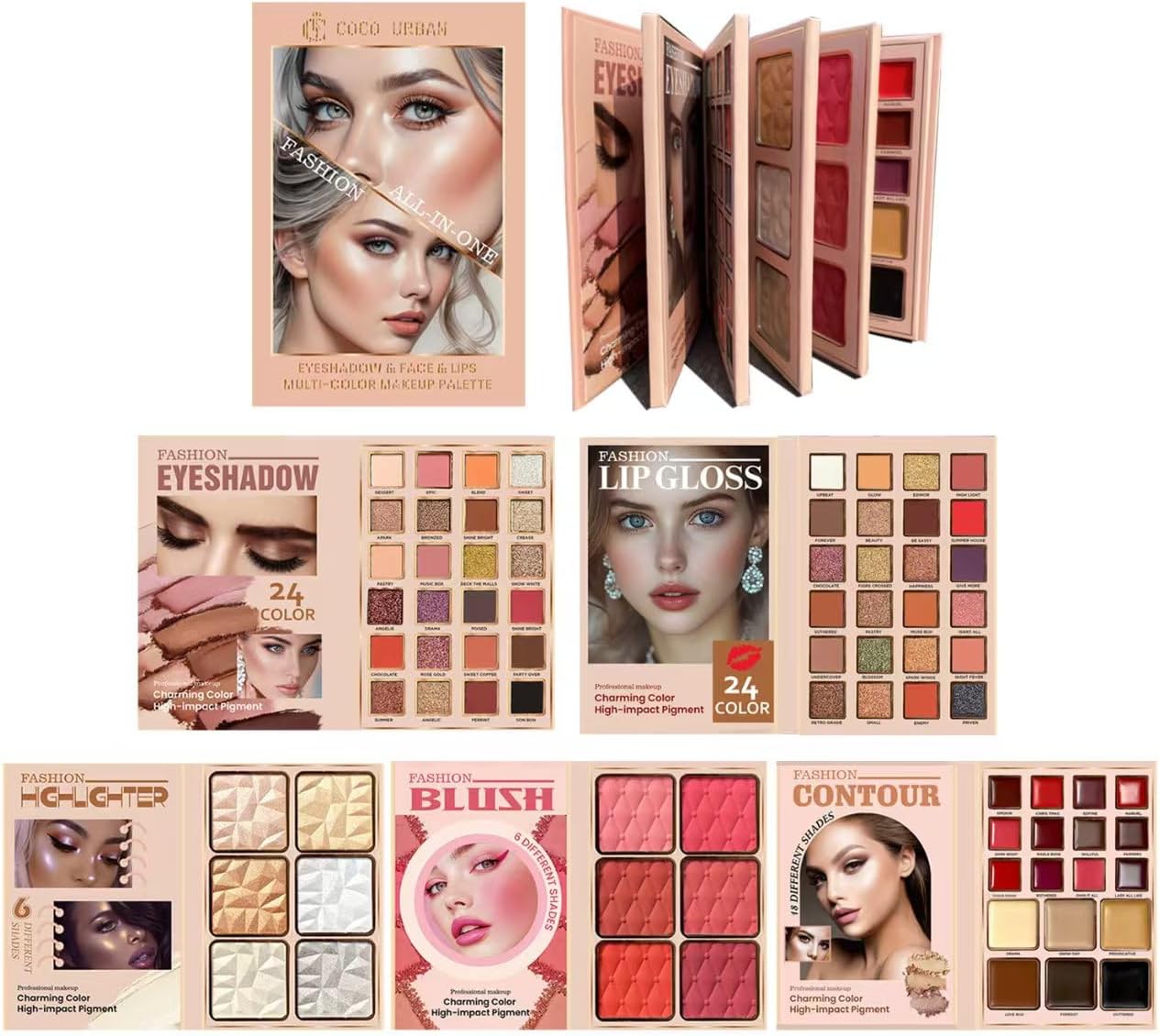Katiluxiya All In One Makeup Gift Kit - Ultimate Color Combination - 48 Eyeshadow, 12 Lip Gloss, 6 Blusher, 6 Concealer, 6Highlighter, 78 Colors Makeup Palette Set, Lasting Cosmetics Kit (A)