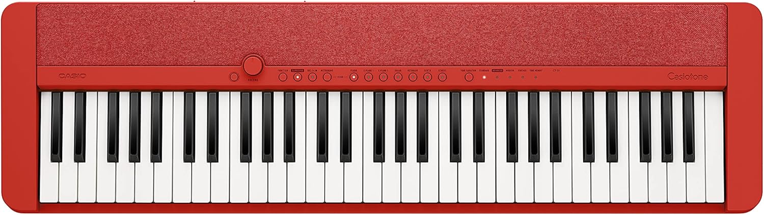 Casio Casiotone CT-S1 – 61-Key Touch-Sensitive Retro Keyboard | Sleek, Portable Design for Beginners to Pros | Stereo Grand Piano + 60 AiX Tones | USB-MIDI Connectivity | Red