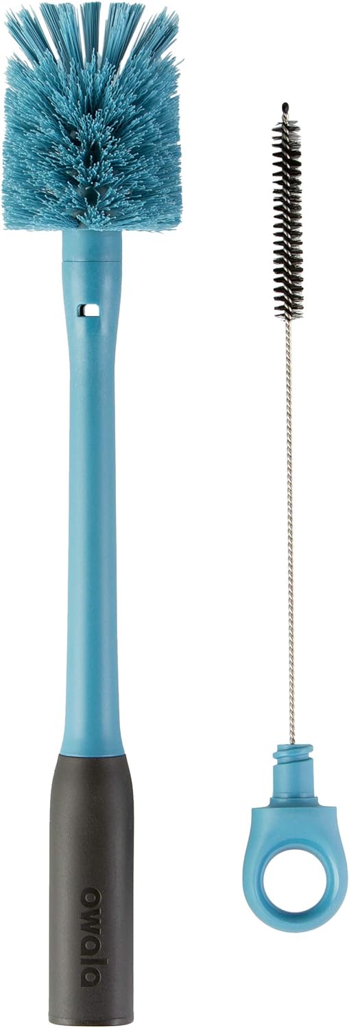 Owala 2-in-1 Water Bottle Brush Cleaner and Water Bottle Straw Cleaner Brush, Water Bottle Brush with Removable Head and Twist n’ Hide Straw Brush, Smokey Blue
