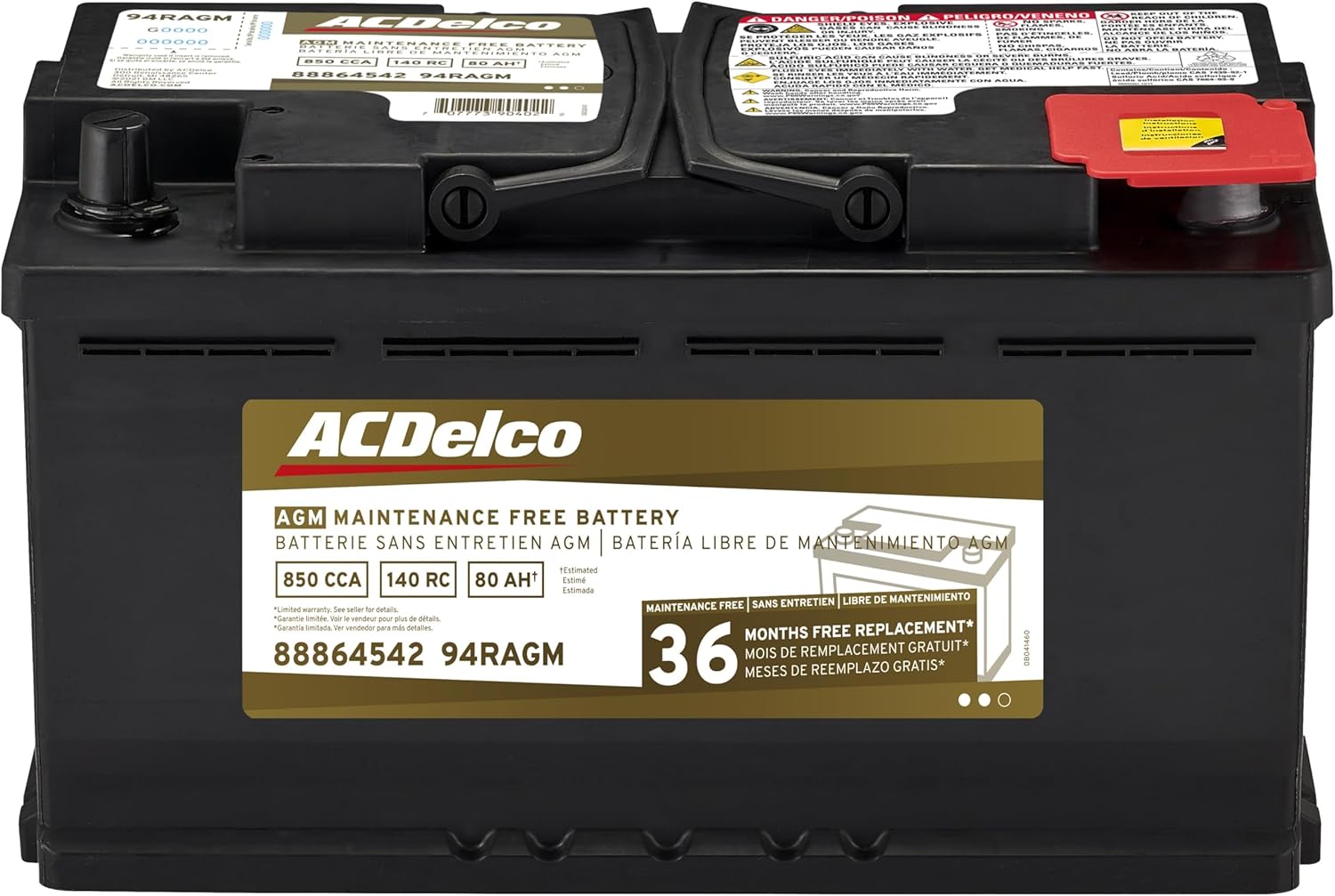 ACDelco Gold 94RAGM (88864542) 36 Month Warranty AGM BCI Group 94R Battery