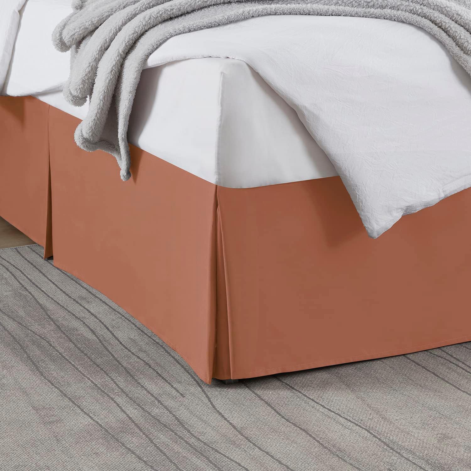 Nestl Rust Bed Skirt Cal King Size - Cal King Bed Skirt 14 Inch Drop - Brushed Microfiber Bed Skirts - Hotel Quality Pleated Bed Skirt - Shrinkage & Fade Resistant