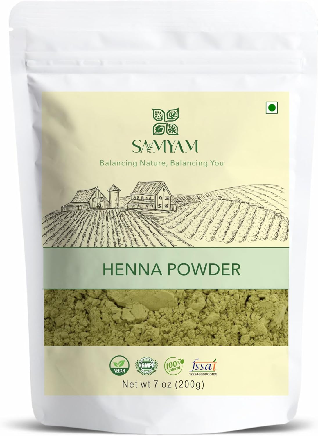 SAMYAM Pure Henna Powder - 200g Pack | Natural Hair Color, Triple Sifted Rajasthani Henna, PPD Free